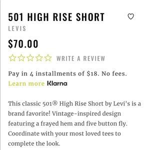 Levi's Shorts - 501 high rise Levi short -planet blue Levi's Shorts - 501 high rise Levi short -planet blue